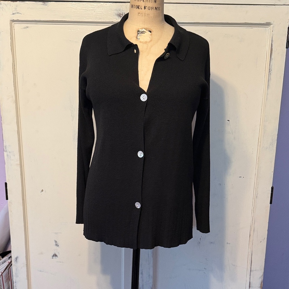 Chico's Black Button-Up Cardigan